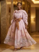 Blush Palm Elegance Maxi Dress